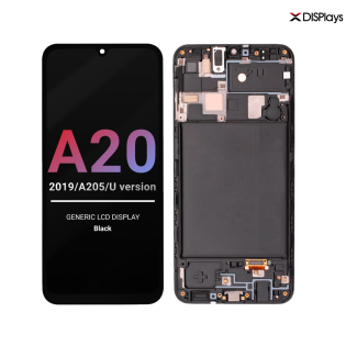Samsung A20 (2019/A205 /U Version) Generic Lcd Display with Frame - Black